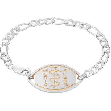 QR Code Figaro Medical ID Bracelet Sterling Silver, , large image number 1